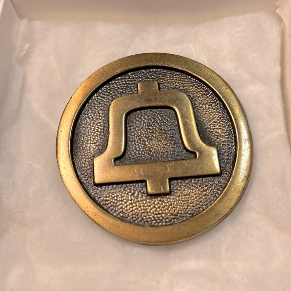 Vintage Rare Brass Bell Telephone System Logo Belt Buckle